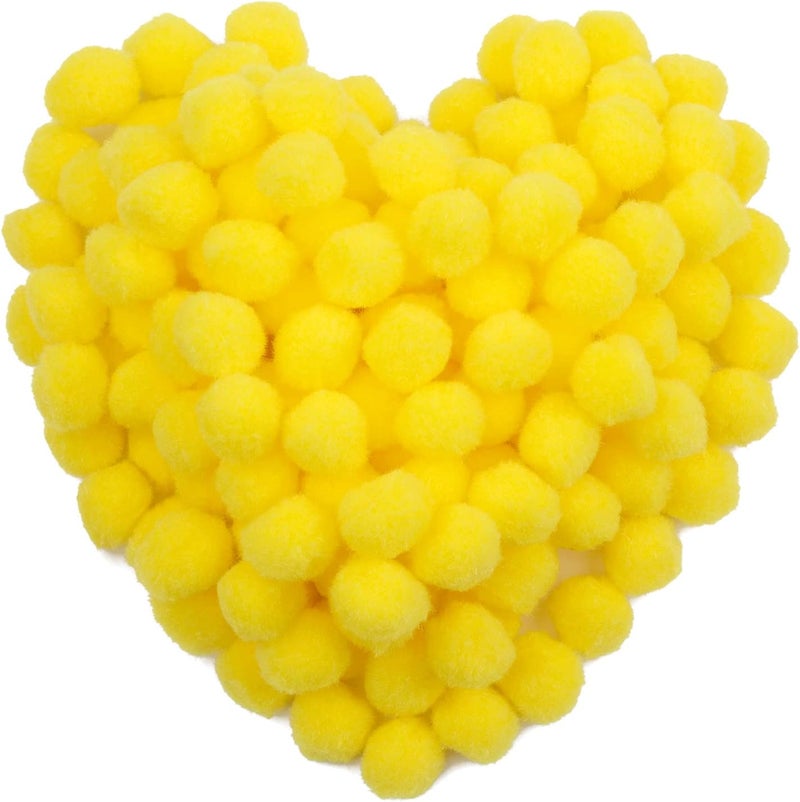 MORFEN 150 Pieces Pom Poms, 1 Inch Yellow Craft Pom Poms, Fuzzy Pompom Puff Balls, Small Pom Pom Balls for DIY Arts, Crafts Projects, Home Decorations - Image 1